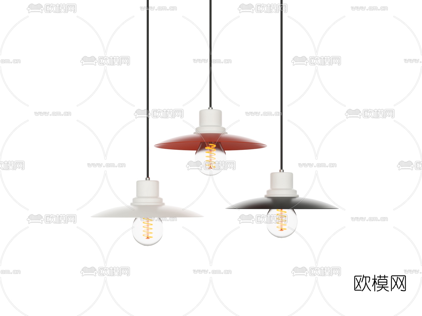 工业风铁艺小吊灯3d模型下载（渲染图2）