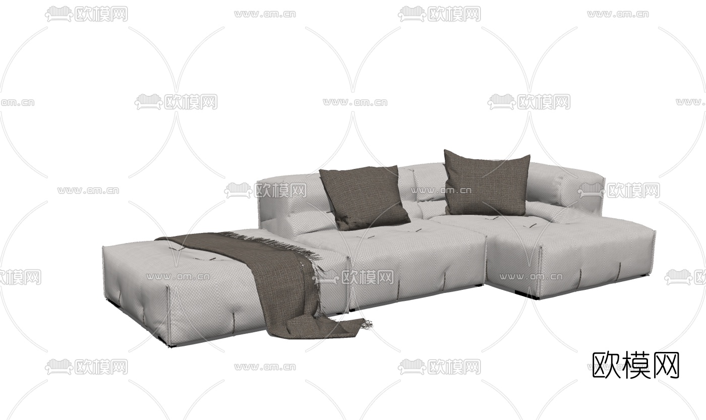 现代布艺多人沙发su模型下载