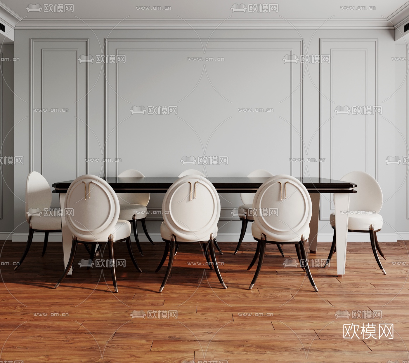 后现代轻奢餐桌椅3d模型
