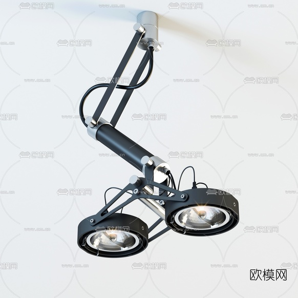 现代圆形活动射灯3d模型下载(渲染图2)