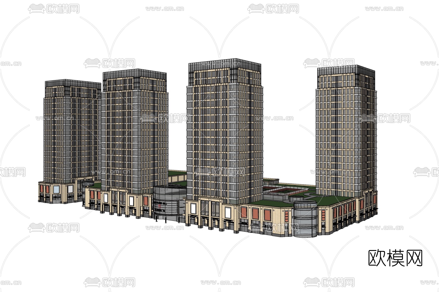 欧式商业街免费su模型下载