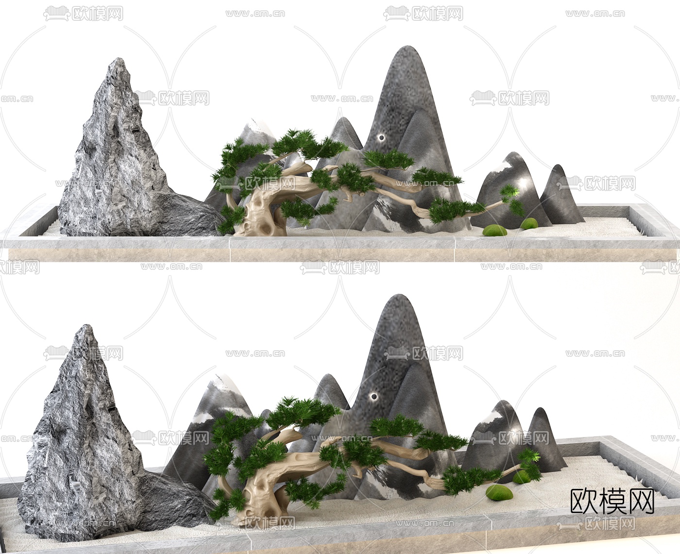 现代石头假山景观小品3d模型下载