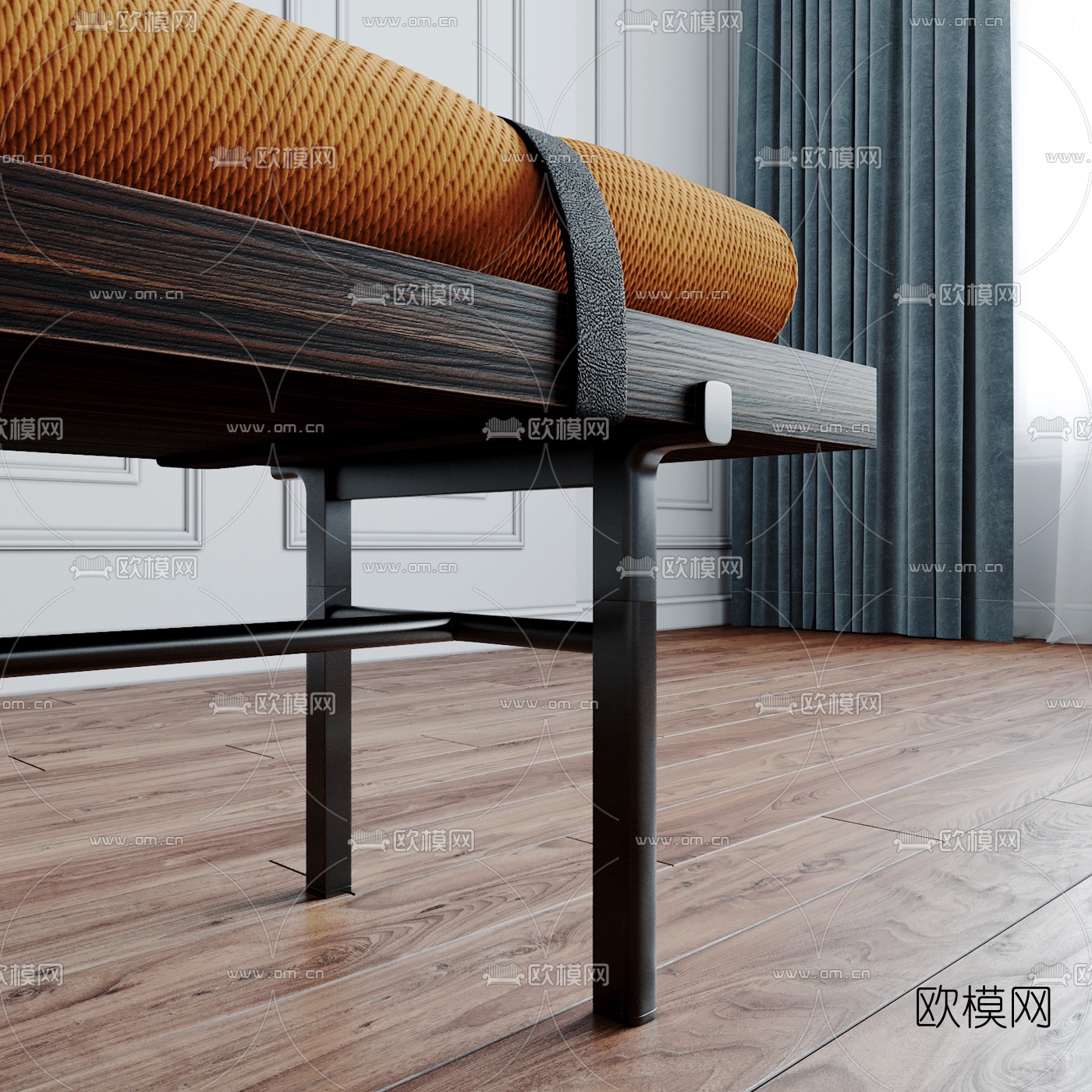 现代布艺床尾凳3d模型下载（渲染图4）