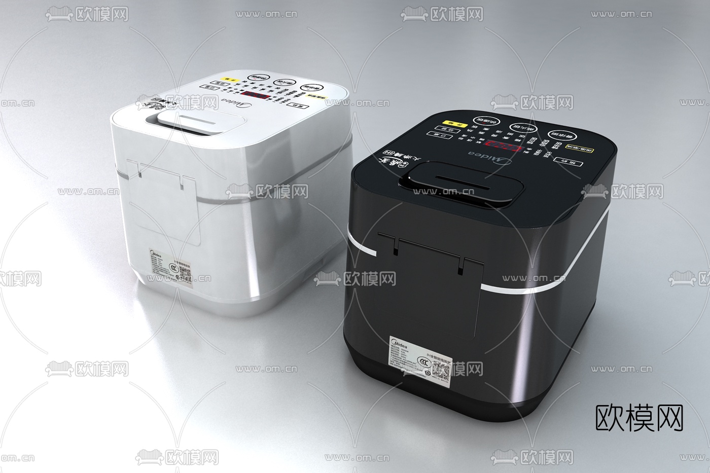现代美的电饭煲3d模型下载（渲染图2）