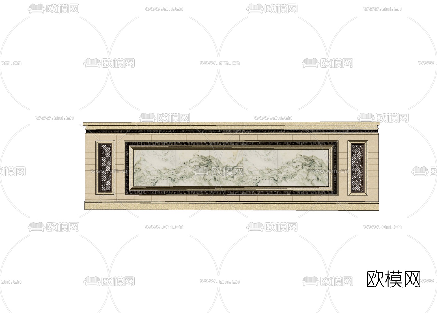 中式景观墙免费su模型下载