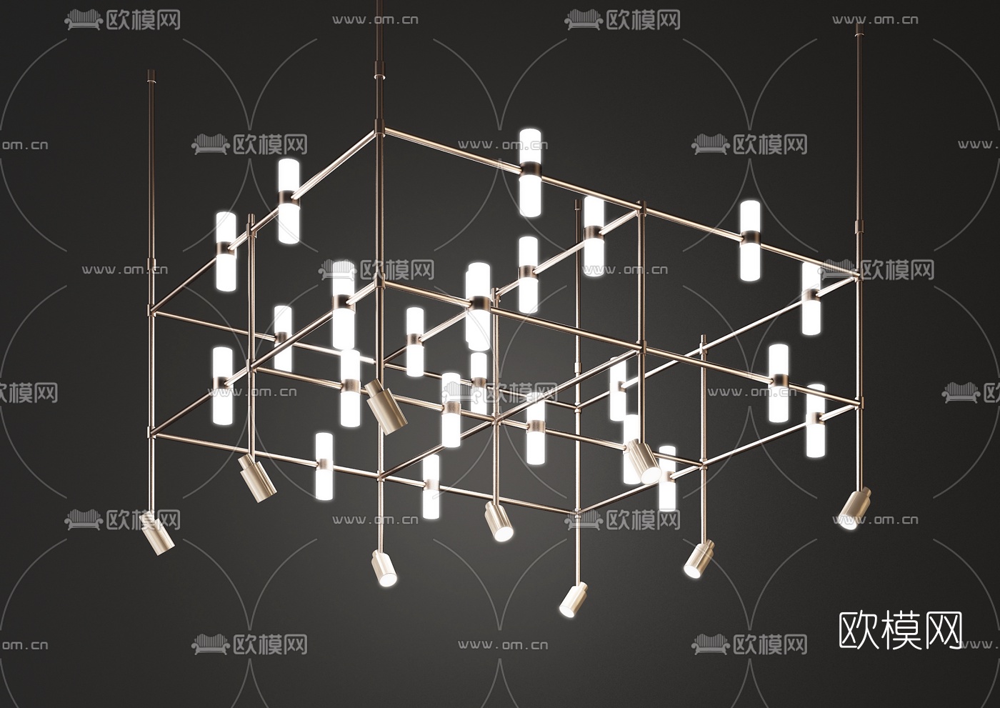 现代金属多头吊灯3d模型