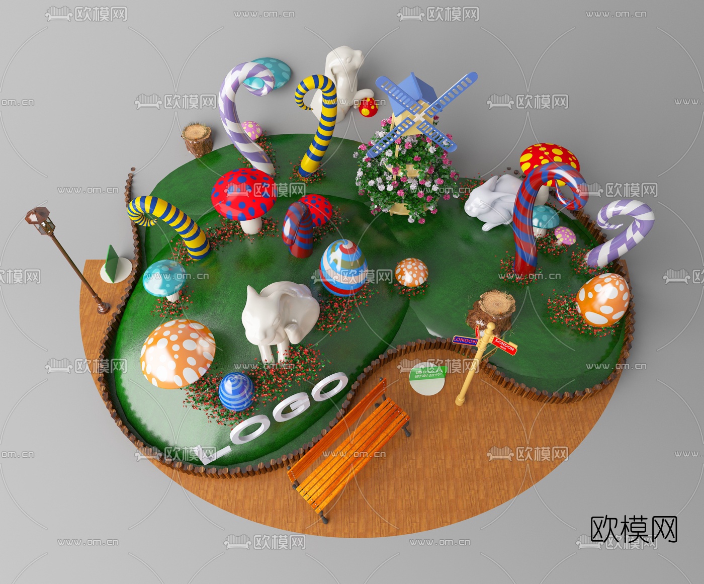 北欧圣诞主题商场美陈3d模型下载（渲染图2）