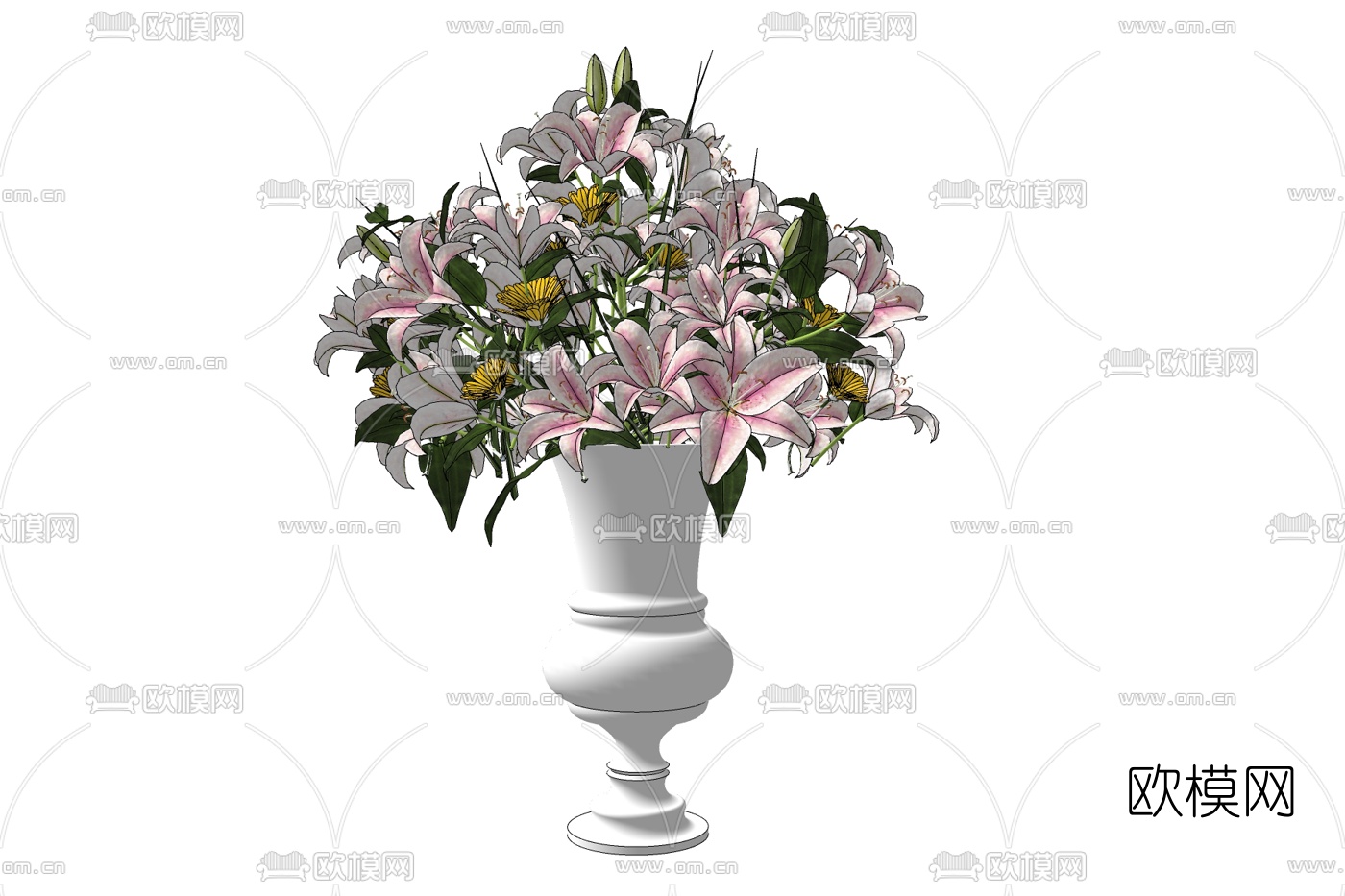 欧式花瓶花卉免费su模型下载