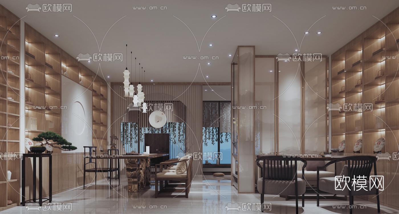 新中式茶楼会所3d模型