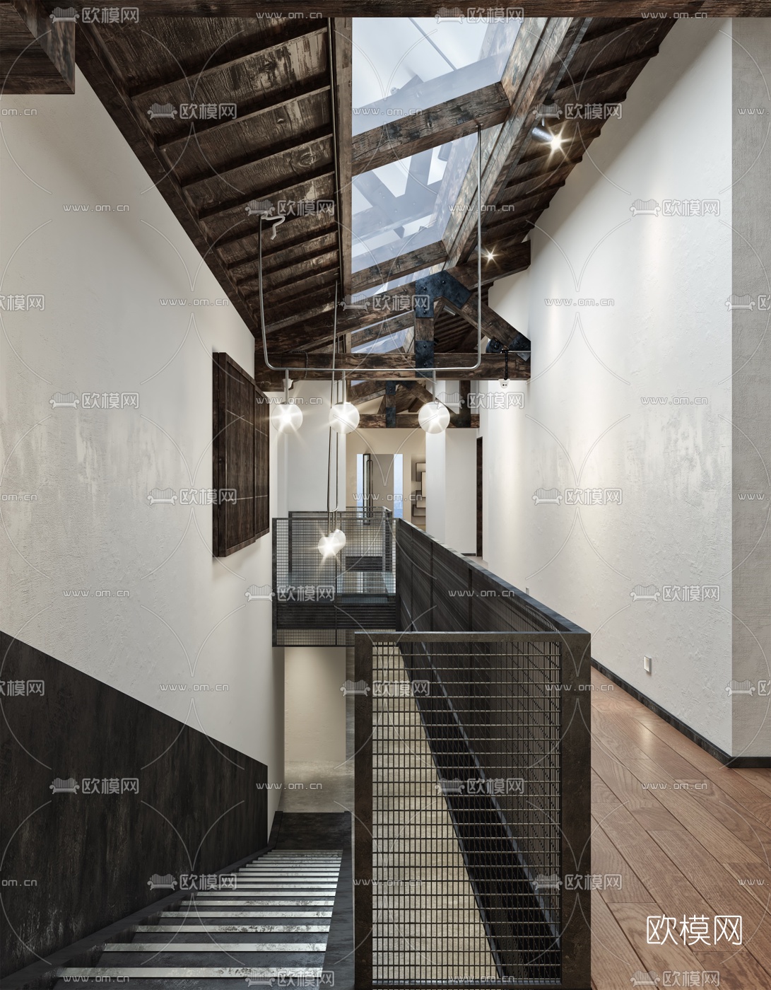 工业风走廊楼梯间3d模型下载