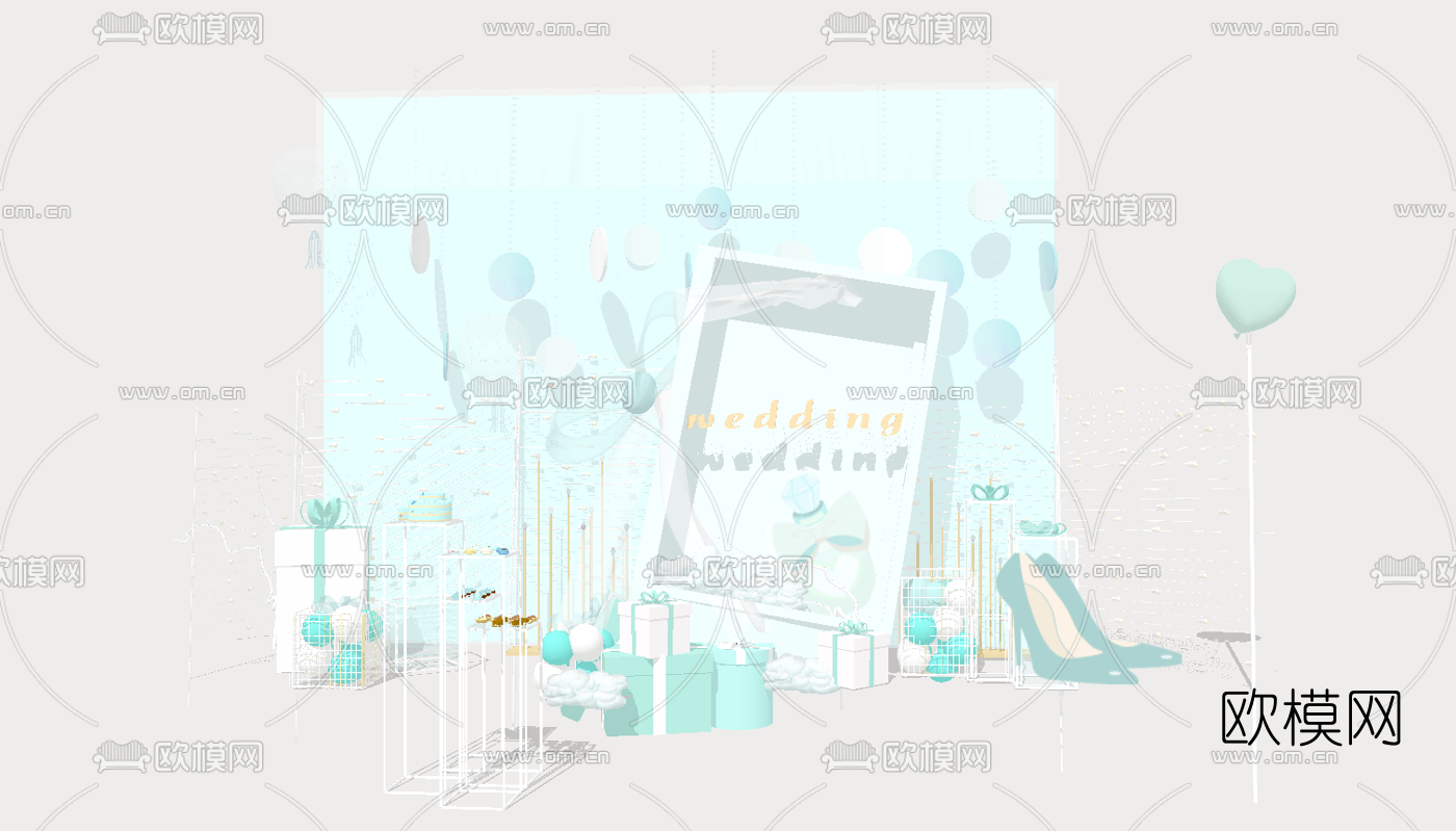 现代婚礼摄影美陈su模型下载（渲染图2）