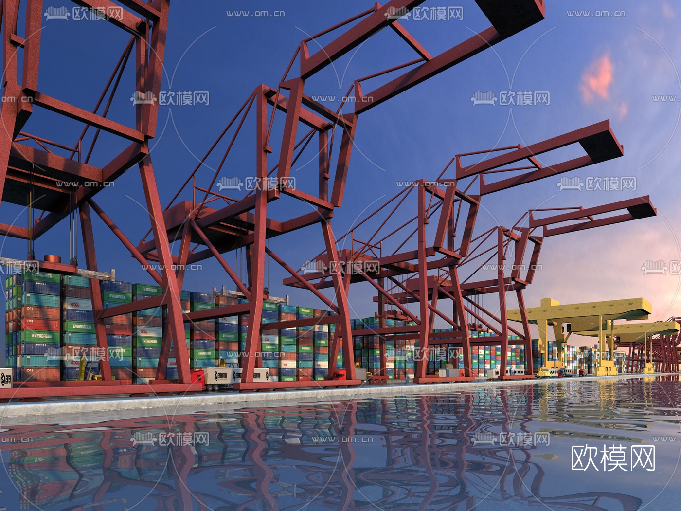 工业风港口码头建筑外观3d模型下载