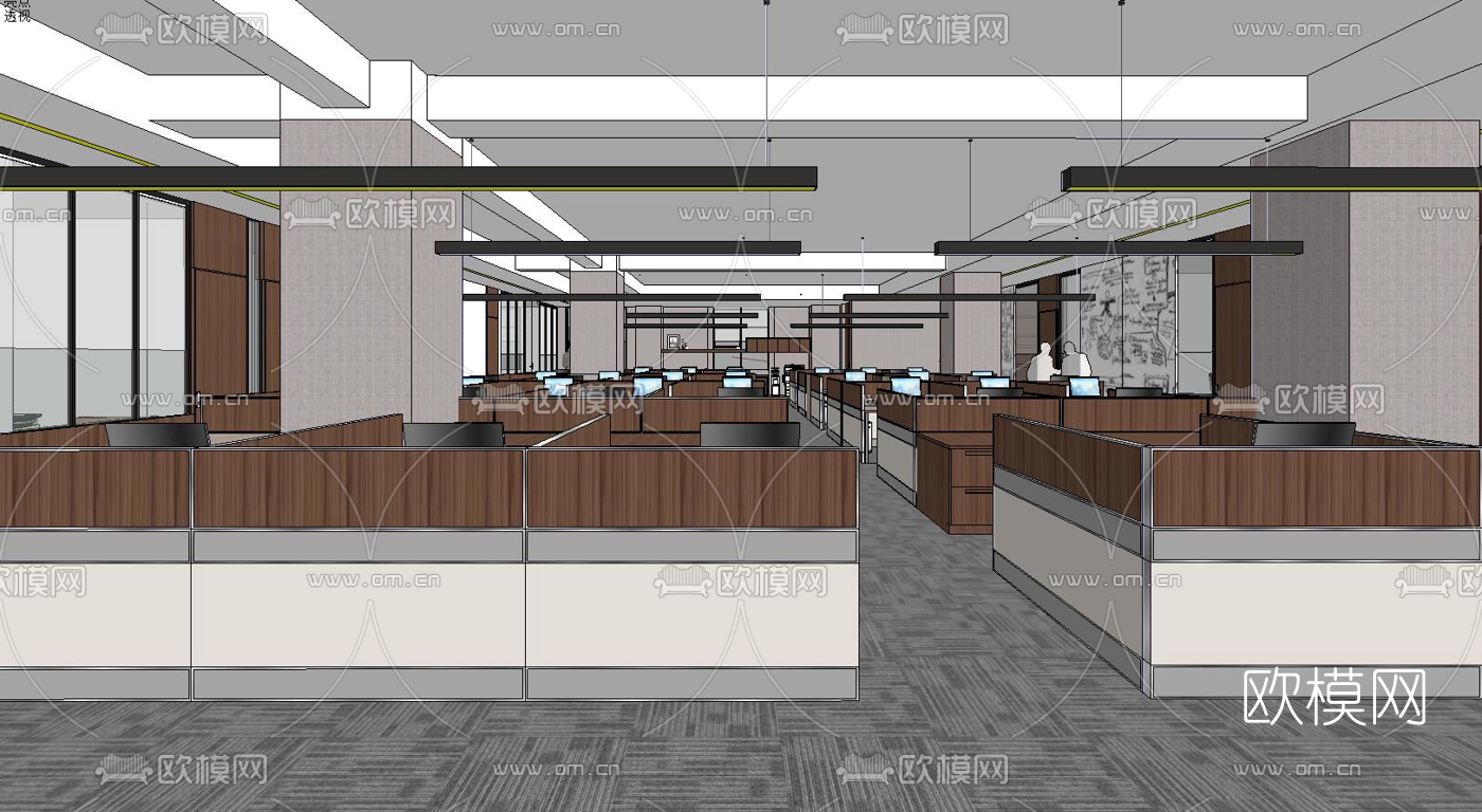 新中式办公前台su模型下载（渲染图6）