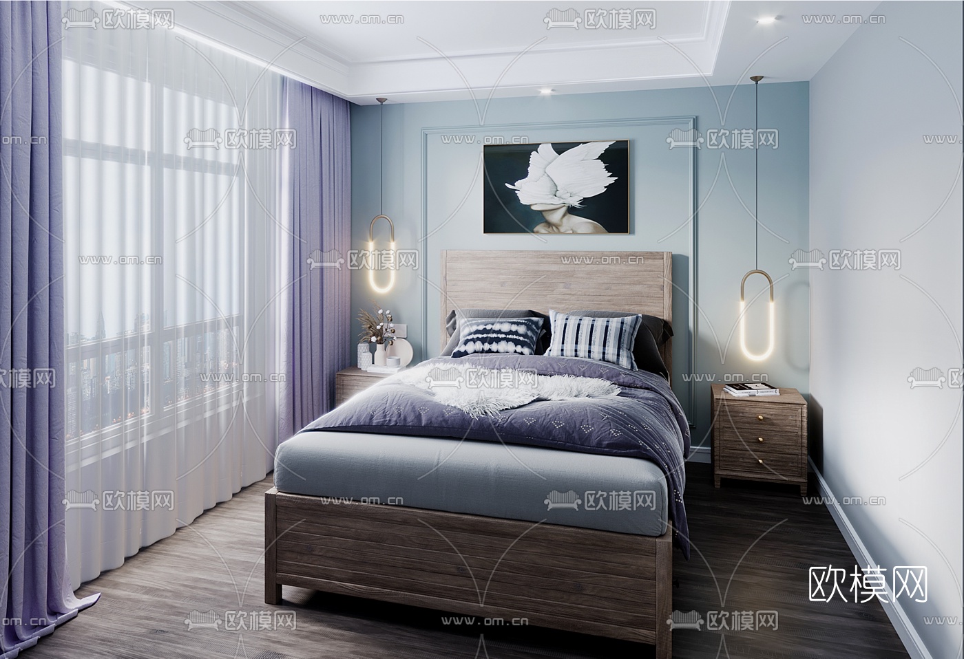 北欧卧室免费3d模型下载