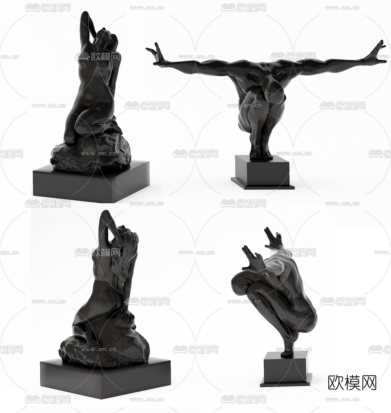 现代人物雕塑3d模型