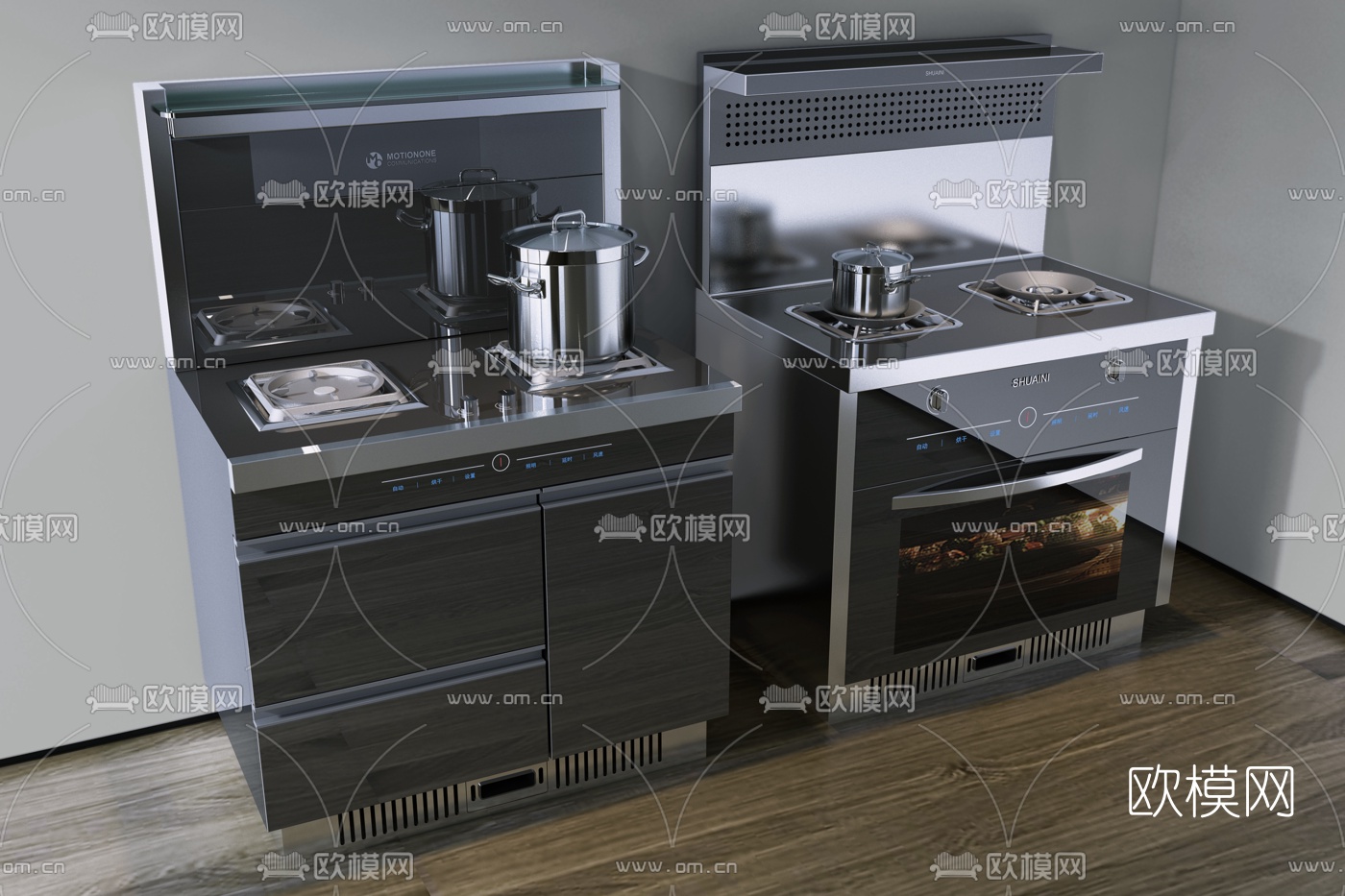 现代集成燃气灶集成烤箱厨房电器3d模型