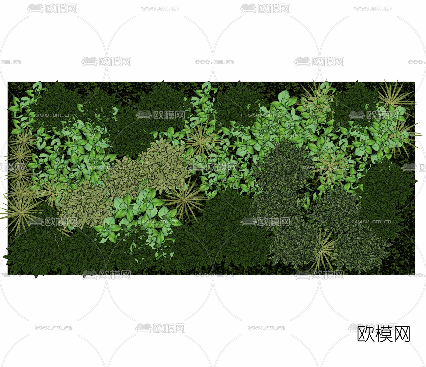现代绿植背景墙免费su模型