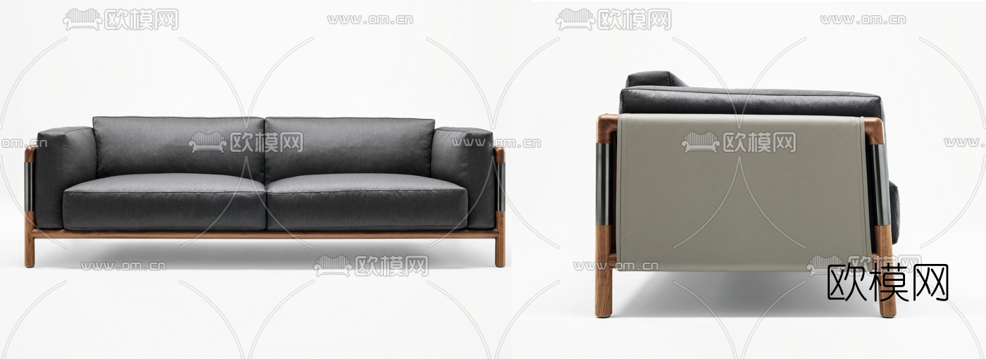 现代皮革双人沙发3d模型