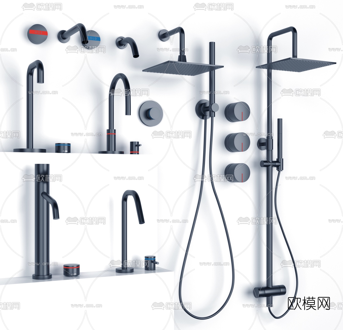 现代洗浴花洒卫浴小件3d模型