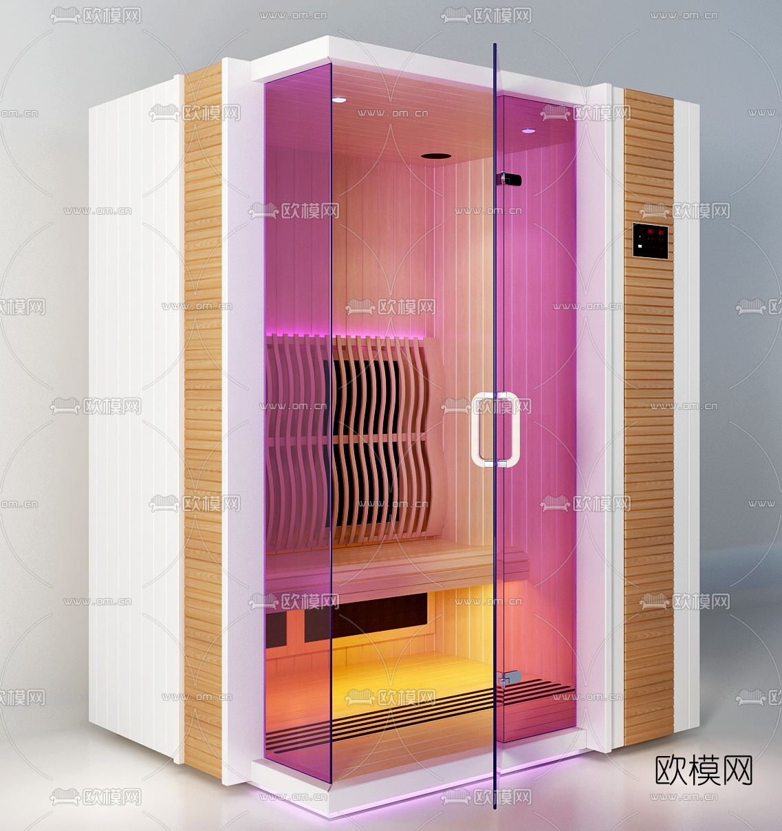 现代桑拿房干蒸房3d模型下载（渲染图1）