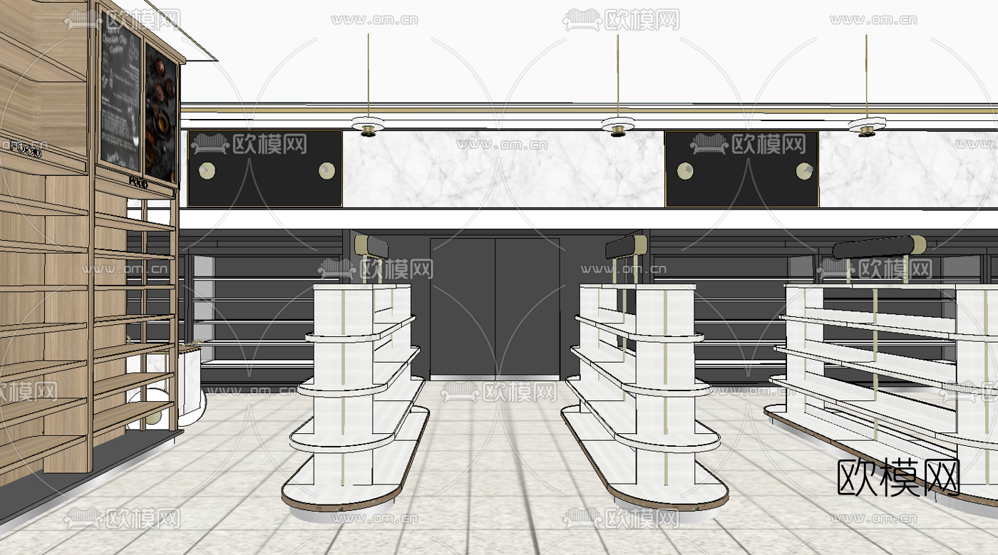 现代百货超市su模型下载（渲染图3）