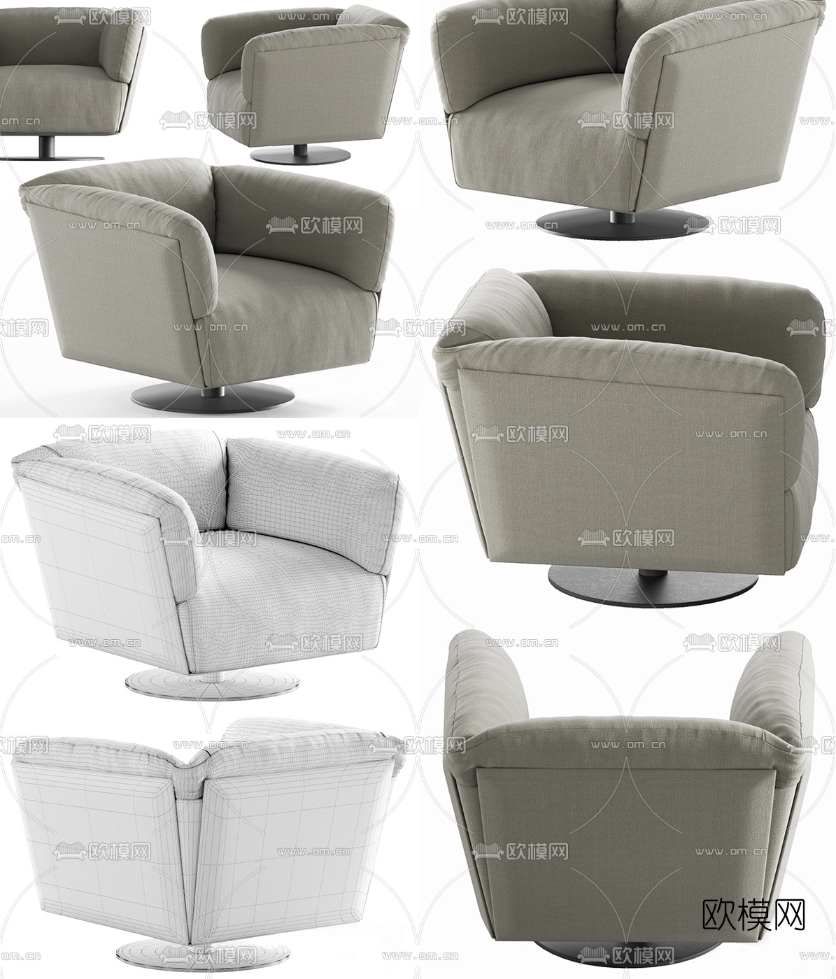 现代布艺单人沙发3d模型下载