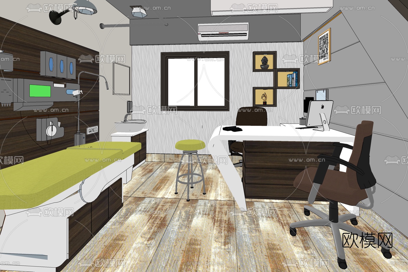 现代办公室免费su模型下载