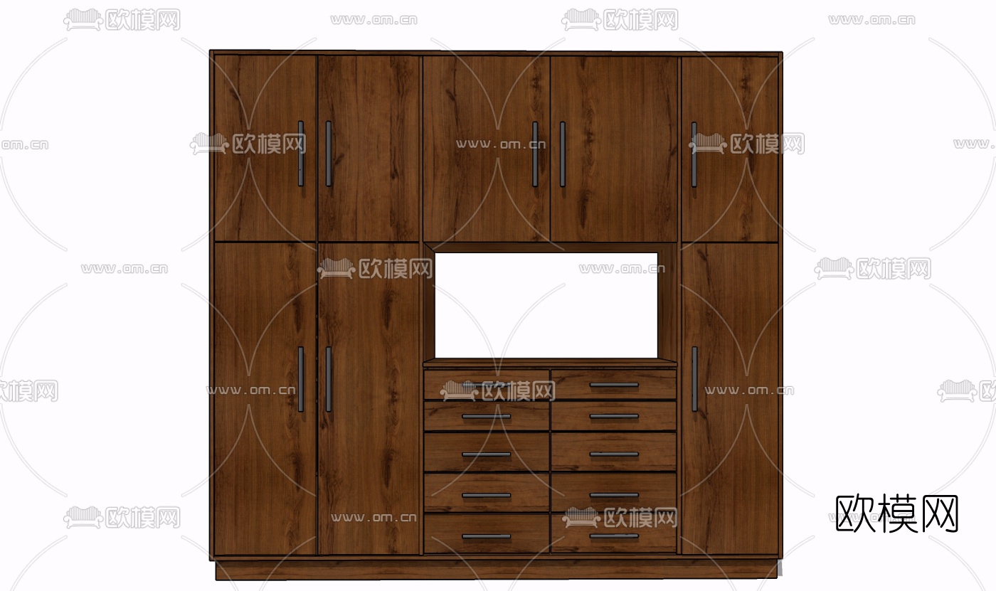 现代实木衣柜免费su模型下载