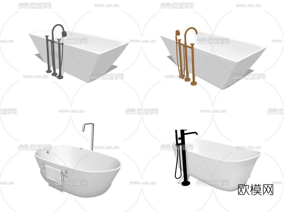 现代轻奢浴缸su模型下载