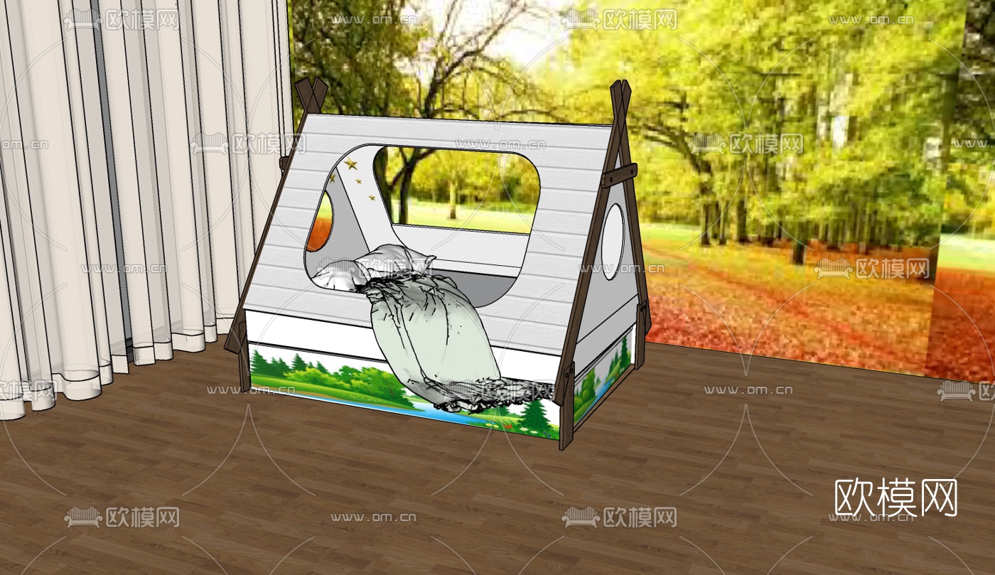 现代帐篷免费su模型下载