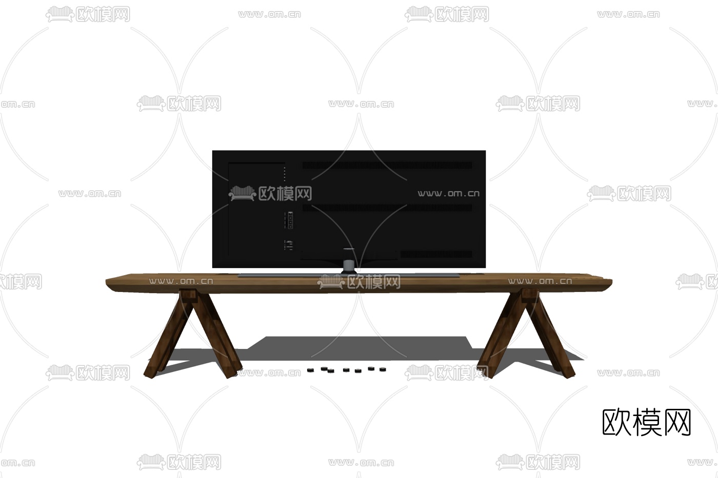 现代实木电视桌免费su模型下载