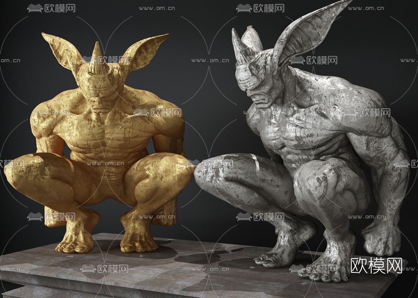 现代怪兽雕塑3d模型