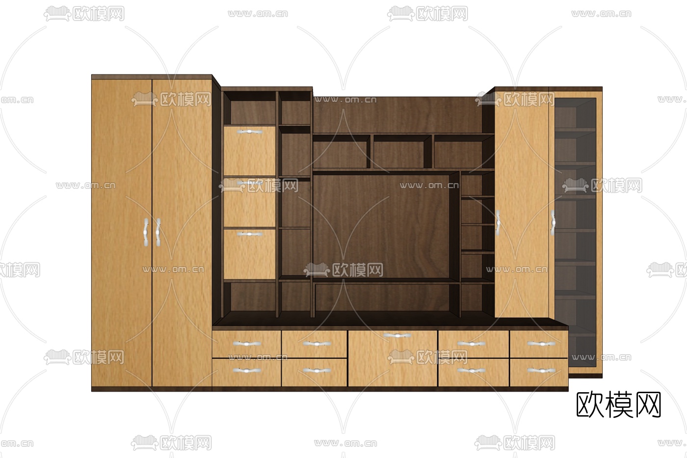 现代实木电视柜免费su模型下载
