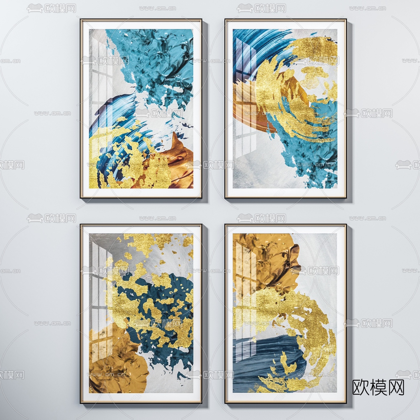 现代抽象装饰画3d模型-免费3dmax模型库-欧模网
