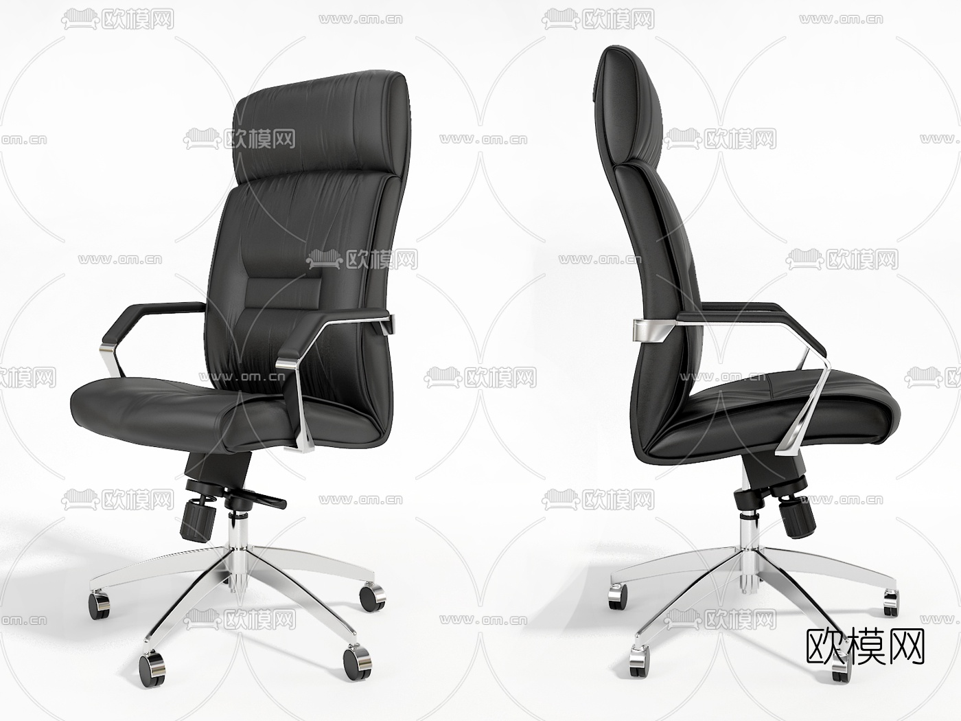 现代真皮办公椅老板椅3d模型下载（渲染图1）