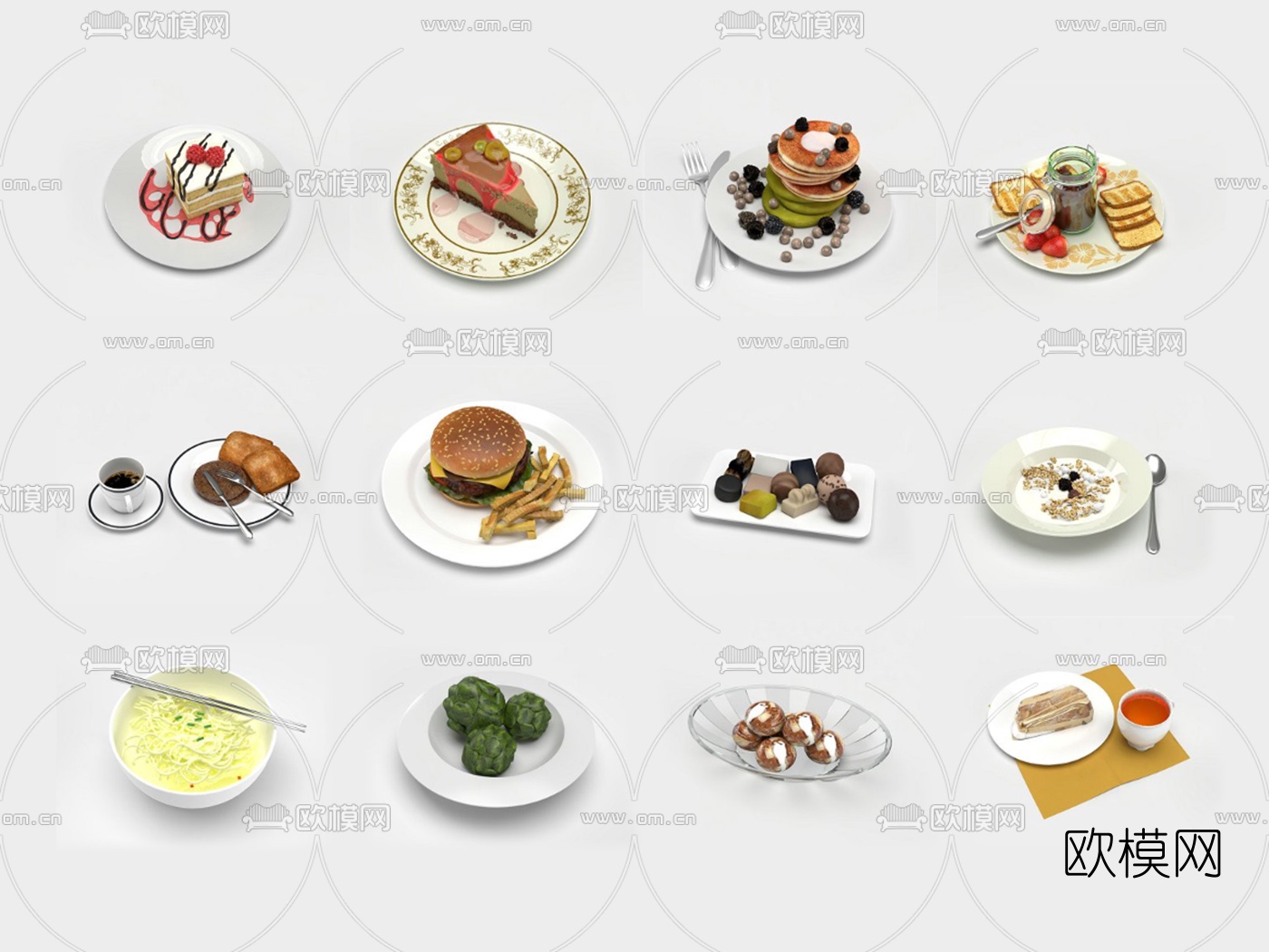 现代甜品蛋糕su模型下载