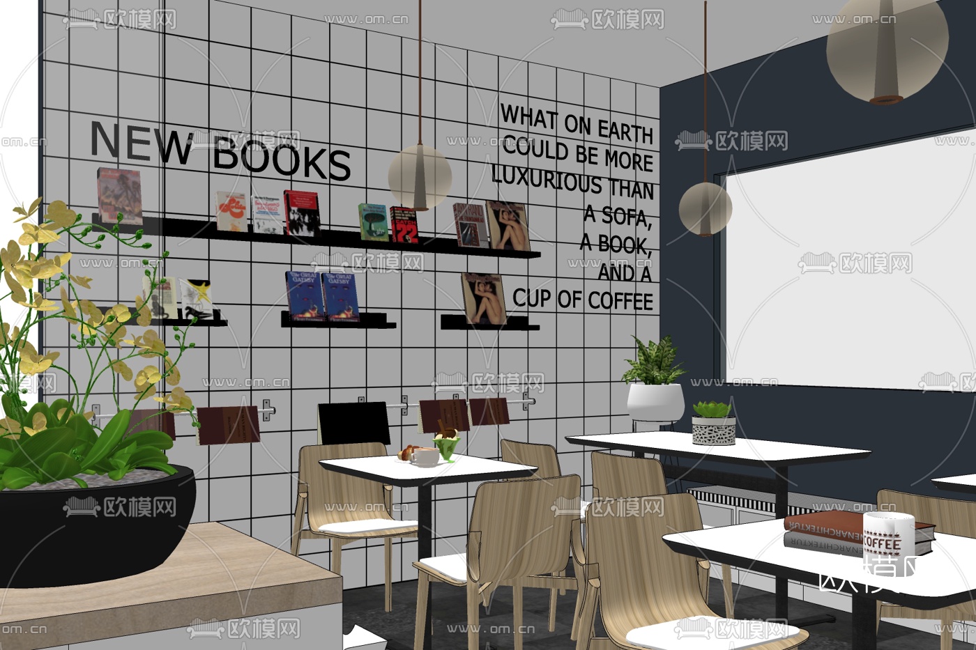 现代快餐店su模型下载