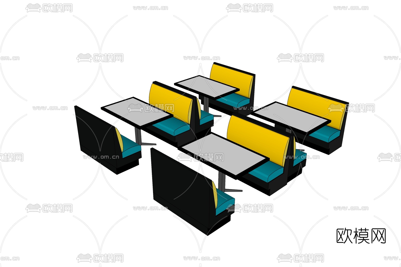 现代休闲桌椅su模型下载