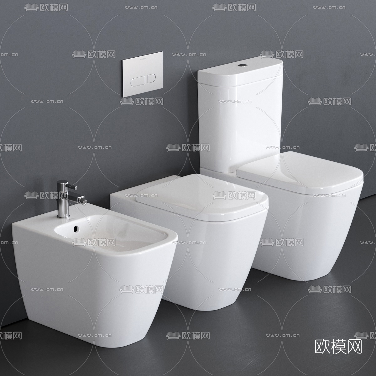 现代马桶坐便器3d模型