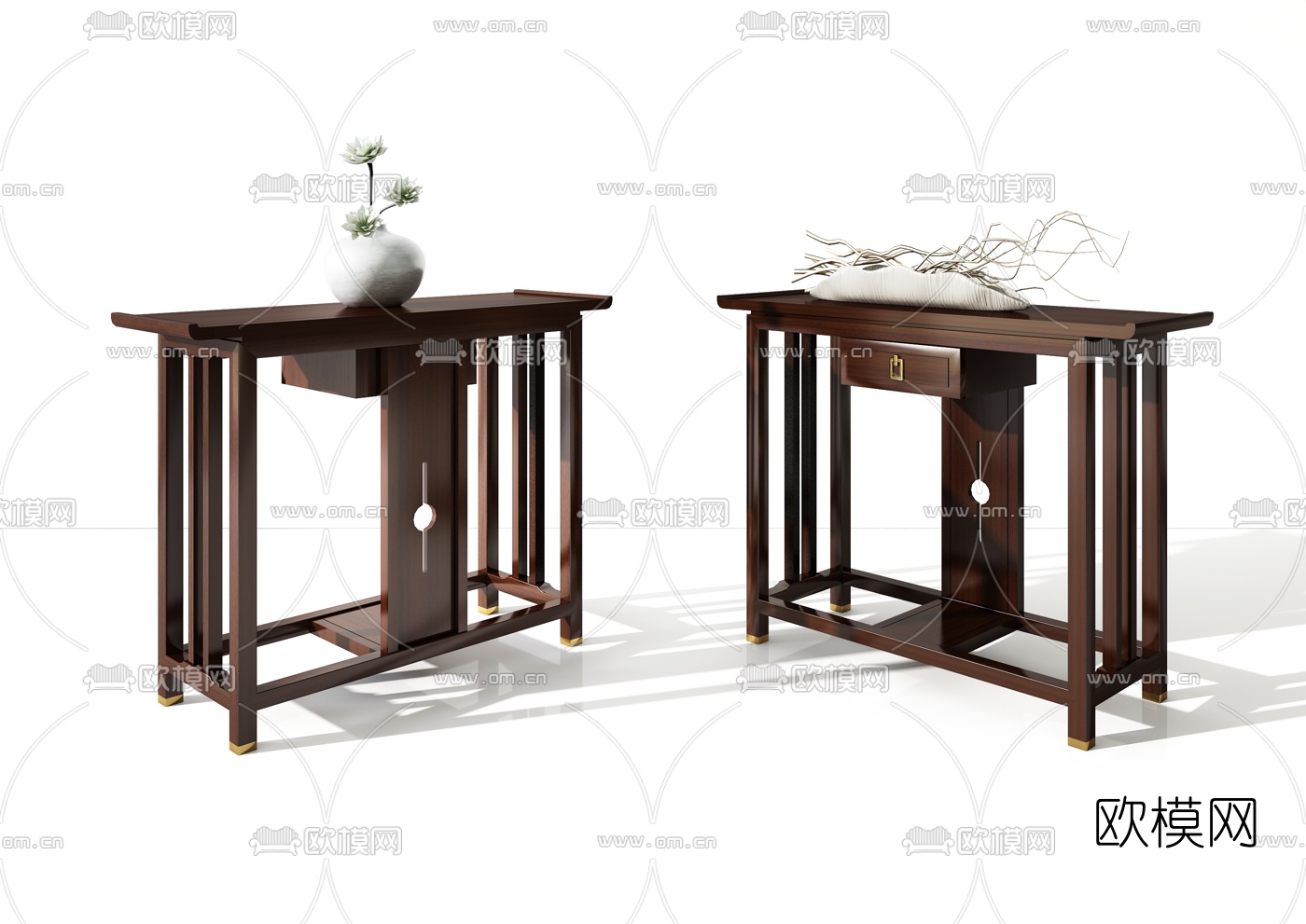 中式实木端景条案3d模型