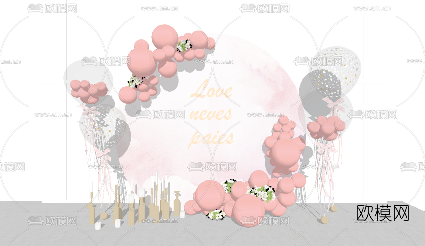 现代婚礼摄影美陈su模型下载