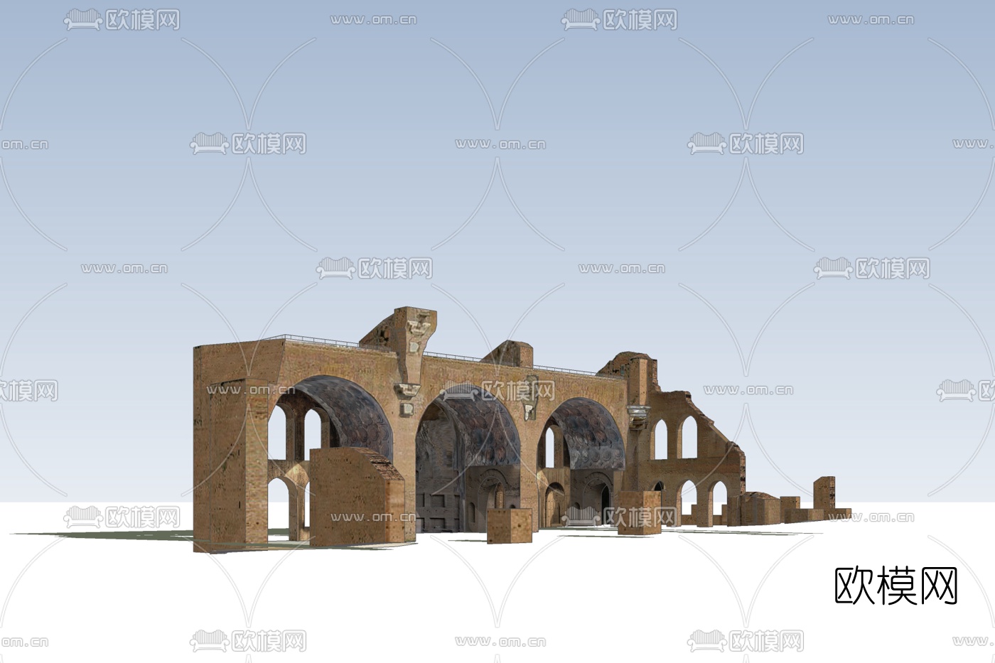 欧式古建废墟免费su模型下载