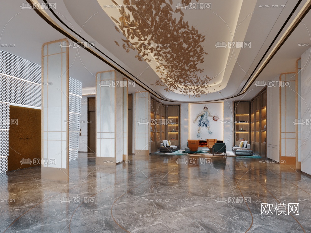 现代酒店大堂前厅免费3d模型