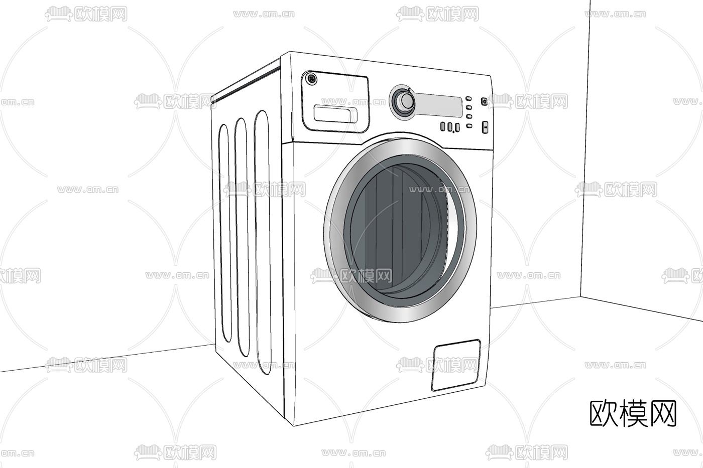 现代洗衣机免费su模型下载