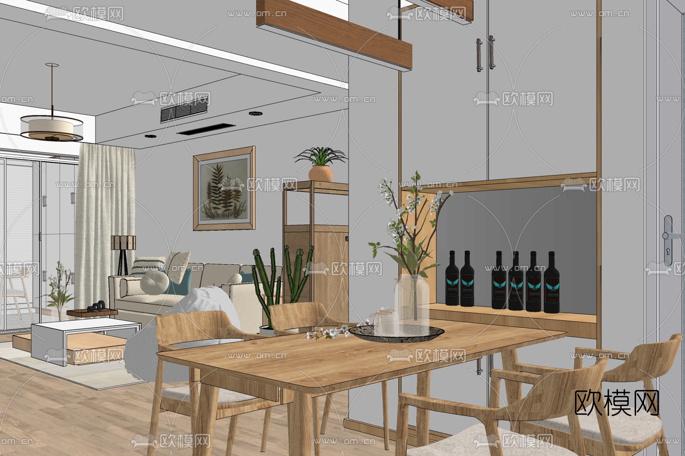 北欧客厅su模型