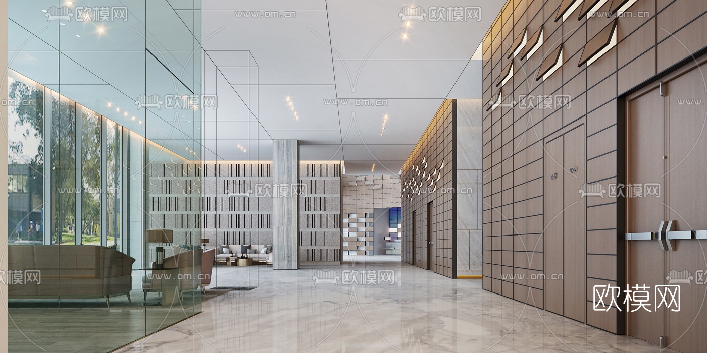 现代酒店接待大厅3d模型