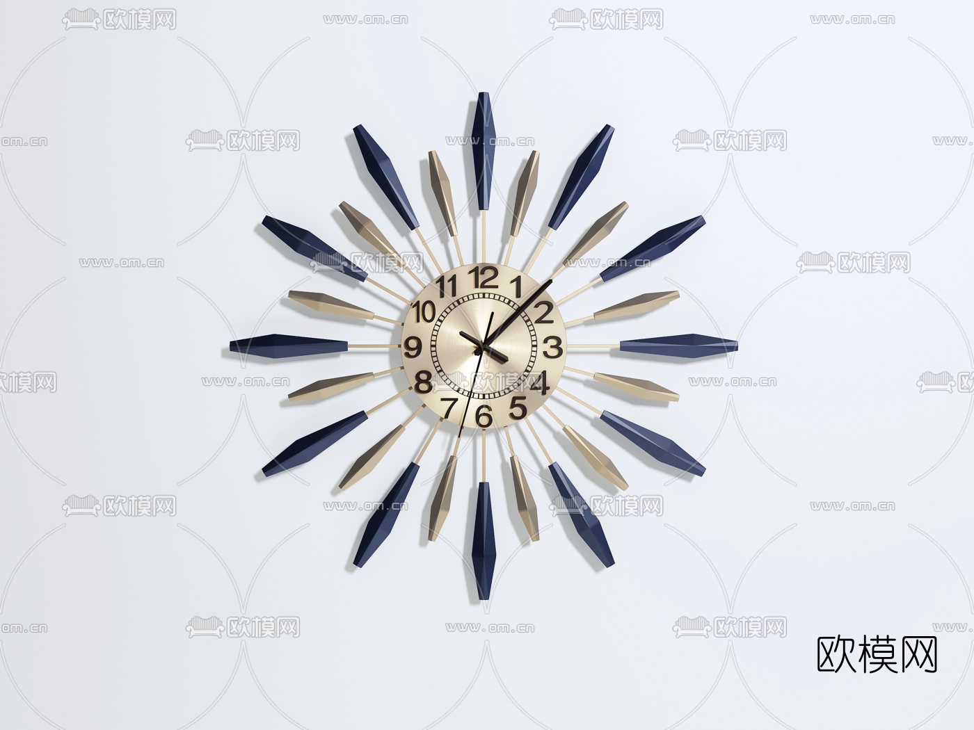 现代金属挂钟3d模型下载（渲染图1）