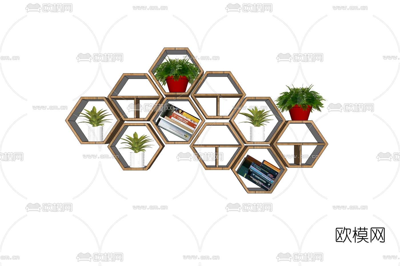 现代实木壁柜免费su模型下载