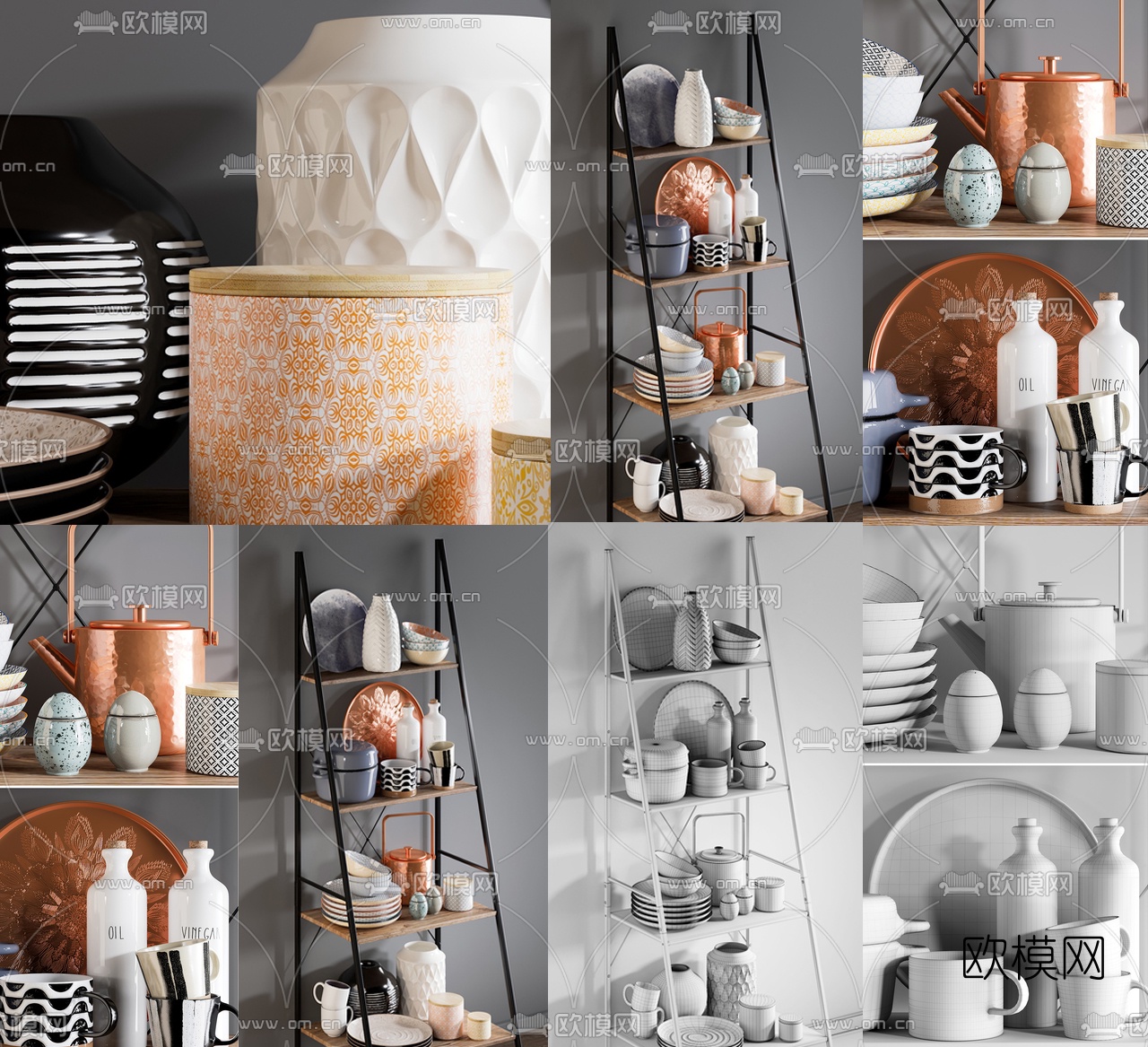 现代餐具摆件3d模型下载