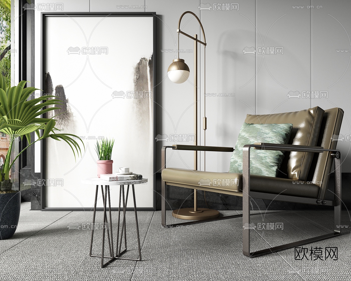 现代轻奢单椅3d模型下载